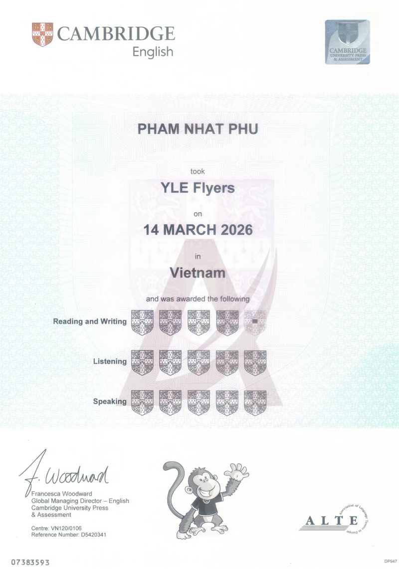 Phạm Nhật Phú Cambridge Certificate